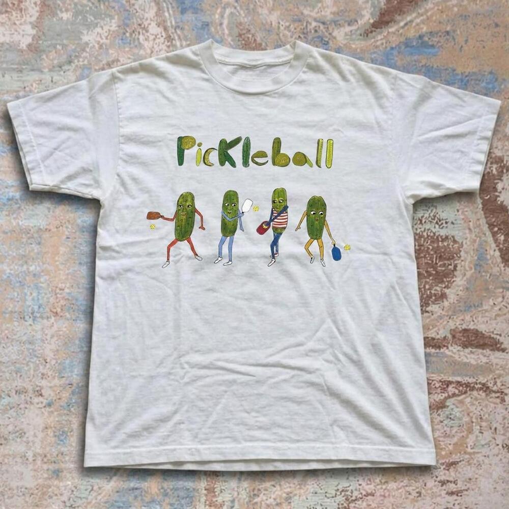 Pickleball Funny Cucumber White Cotton T-Shirt